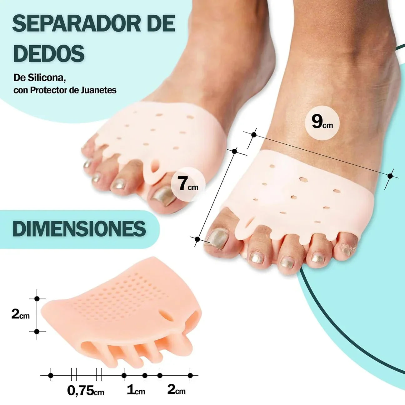 Almohadillas terapéuticas con Separador de dedos - PharmaToe - Zorya