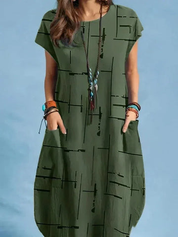 Loose Midi Dress with Pockets - Zorya