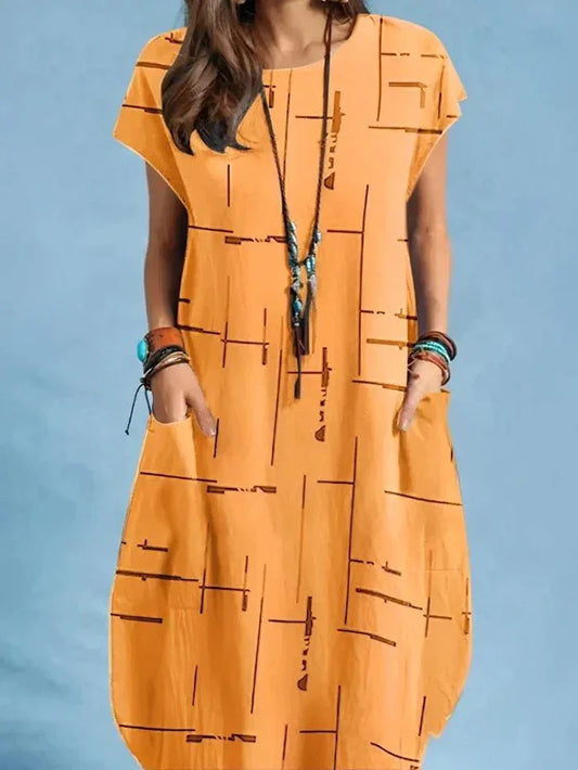 Loose Midi Dress with Pockets - Zorya